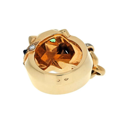 Carthttier 18K Yellow Gold Spotted Panthere Link Chain In Mouth Ring