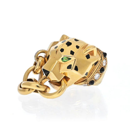 Carthttier 18K Yellow Gold Spotted Panthere Link Chain In Mouth Ring