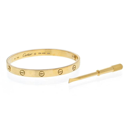 Carthttier 18K Yellow Gold Love Original Model Size 18 Bracelet