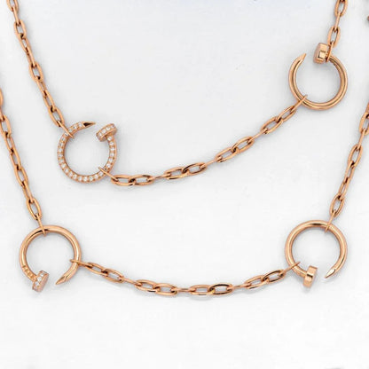 Carthttier Juste Un Clou 18K Rose Gold Diamond Chain 35 Inch Necklace