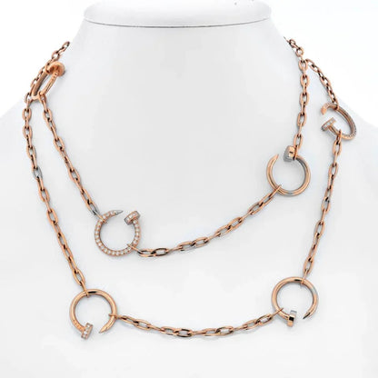 Carthttier Juste Un Clou 18K Rose Gold Diamond Chain 35 Inch Necklace