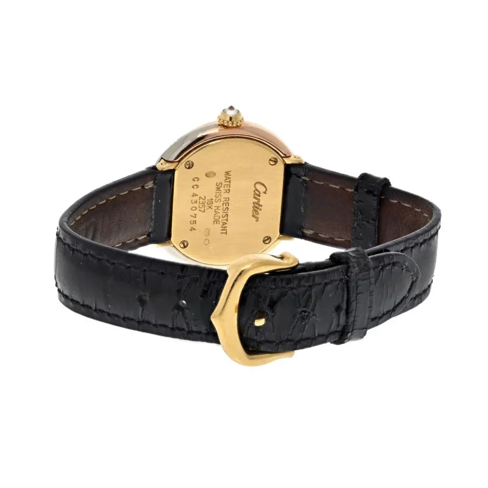 Carthttier 18K Trinity All Diamond 26mm Round Dial Leather Strap Women Watch