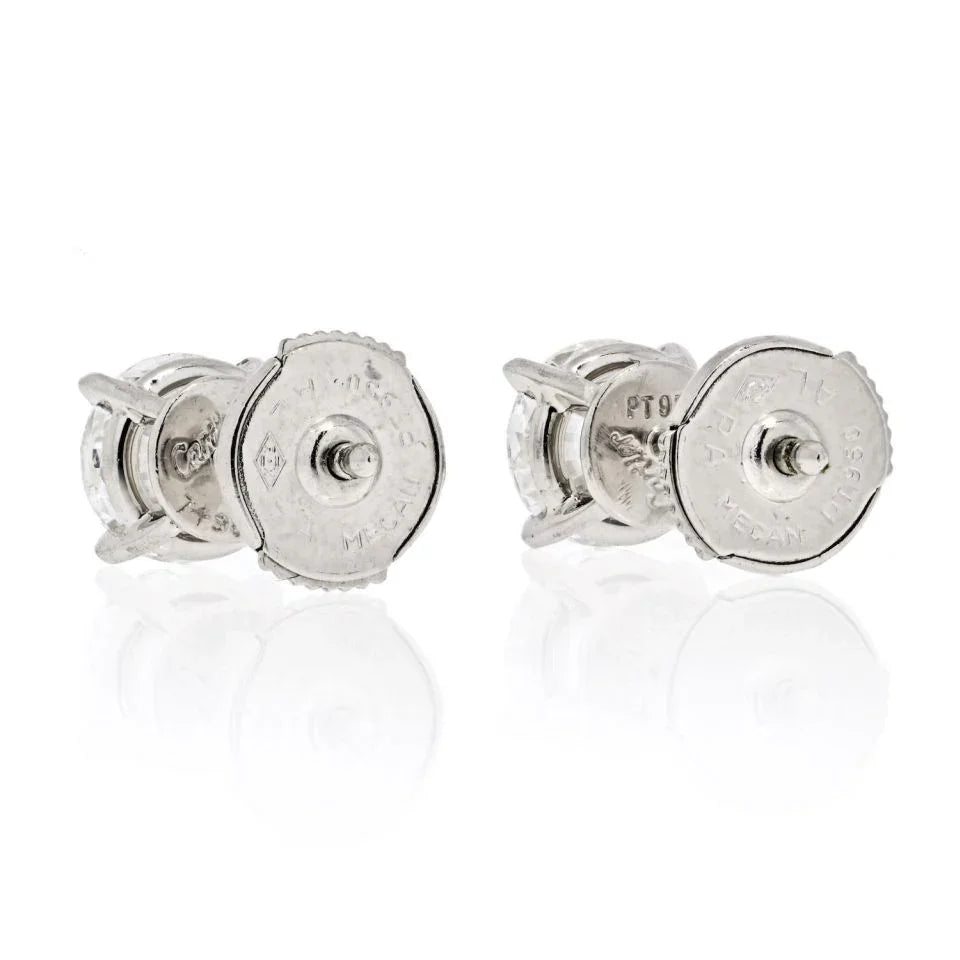 Carthttier Platinum 1.94cts Round Diamond Earrings