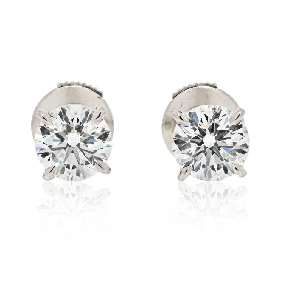 Carthttier Platinum 1.94cts Round Diamond Earrings