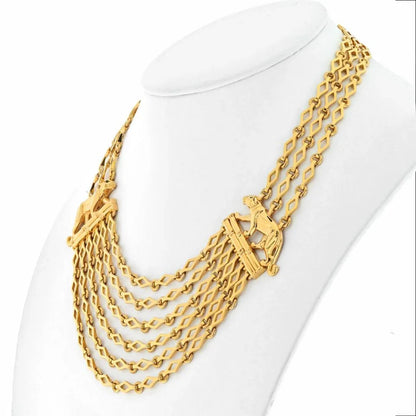 Carthttier 18K Yellow Gold Panthere Festoon Multi Chain Collier Necklace