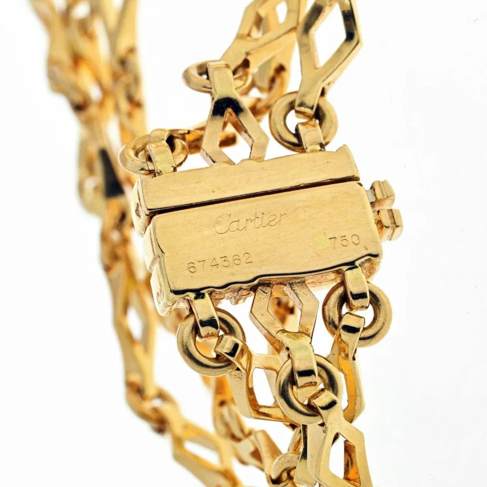 Carthttier 18K Yellow Gold Panthere Festoon Multi Chain Collier Necklace