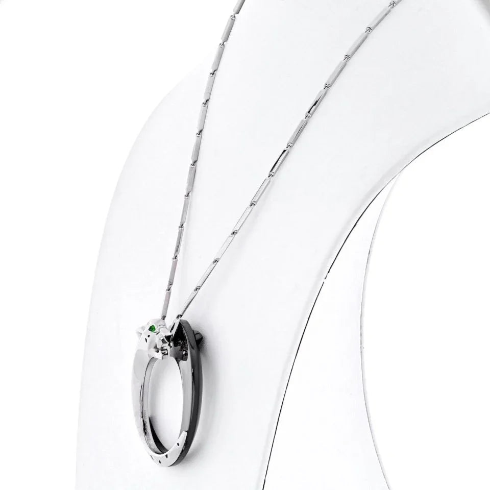 Carthttier 18K White Gold Ceramic, Black Ceramic, Panthere Necklace