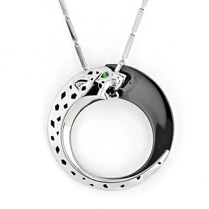 Carthttier 18K White Gold Ceramic, Black Ceramic, Panthere Necklace