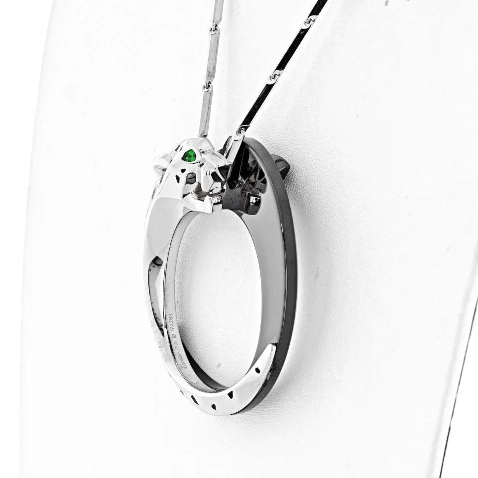 Carthttier 18K White Gold Ceramic, Black Ceramic, Panthere Necklace