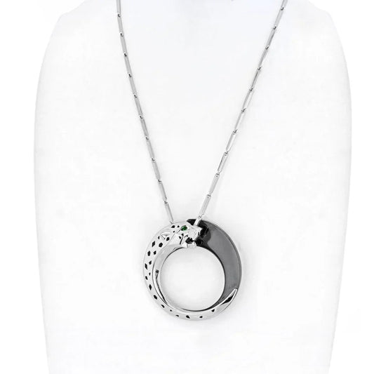 Carthttier 18K White Gold Ceramic, Black Ceramic, Panthere Necklace