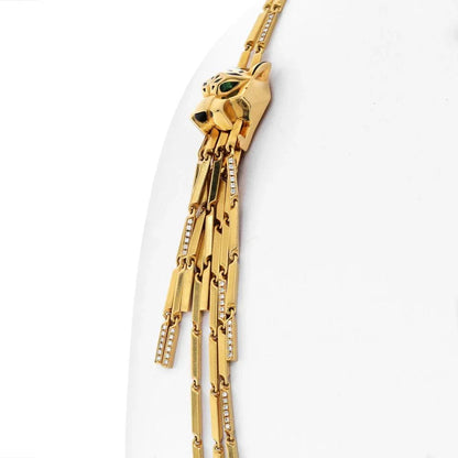 Carthttier 18K Yellow Gold Double Panthere Tassel Long Strand Necklace