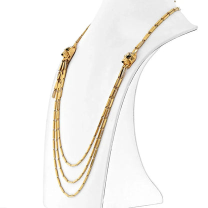 Carthttier 18K Yellow Gold Double Panthere Tassel Long Strand Necklace