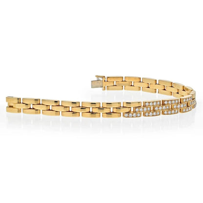 Carthttier 18K Yellow Gold Panthere Diamond Triplerow Bracelet