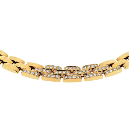 Carthttier 18K Yellow Gold Diamond Maillon Panthere Triple Row Necklace