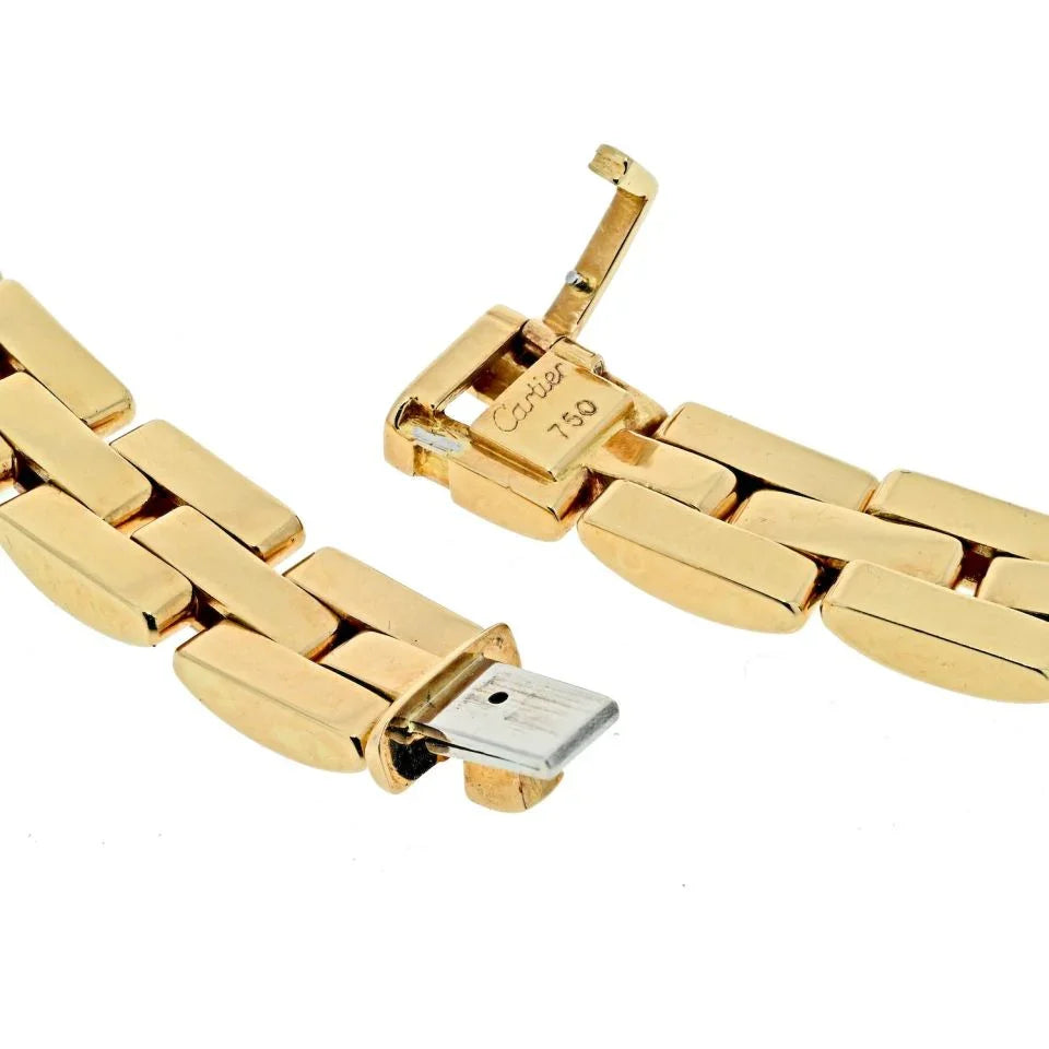 Carthttier 18K Yellow Gold Diamond Maillon Panthere Triple Row Necklace