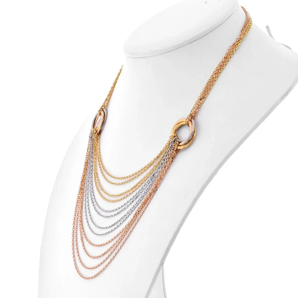 Carthttier 18K Tri Color Trinity Draped Multicolor Necklace