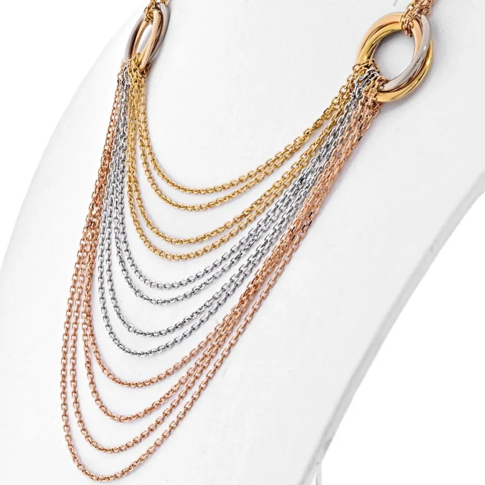 Carthttier 18K Tri Color Trinity Draped Multicolor Necklace