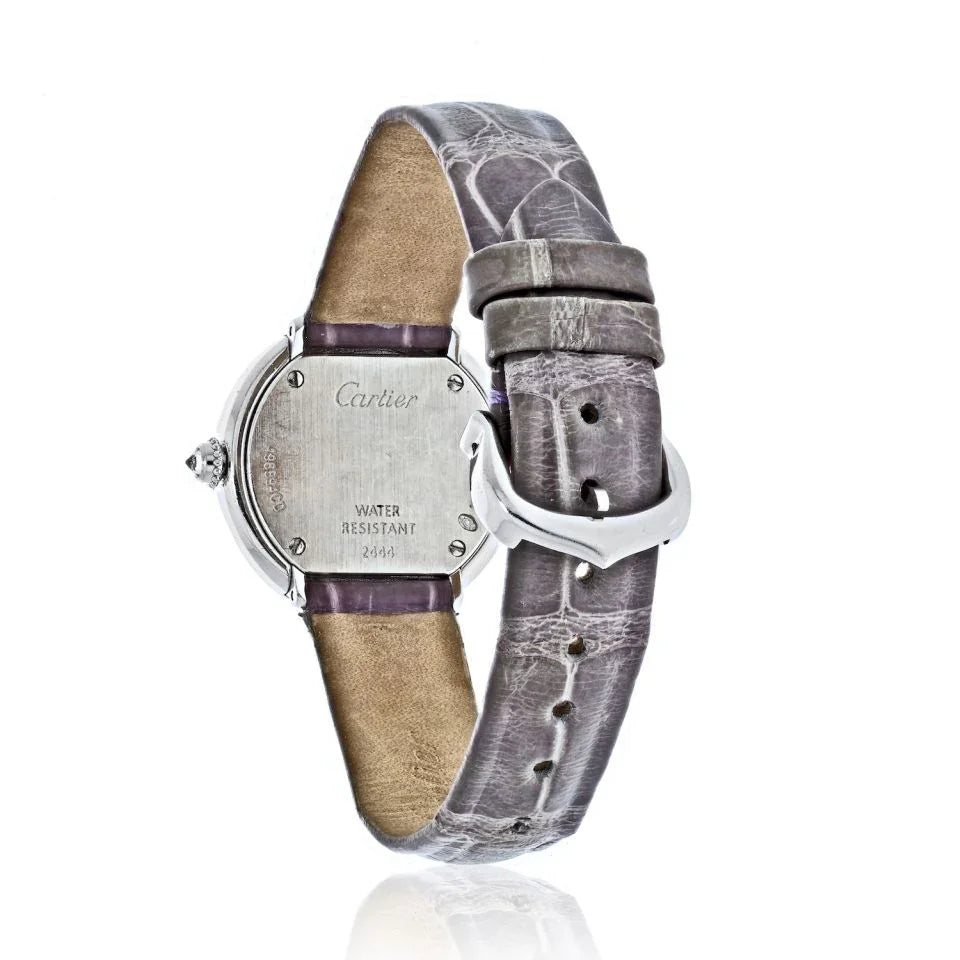 Carthttier Ref 2444 18K White Gold Trinity Diamond Women Wristwatch