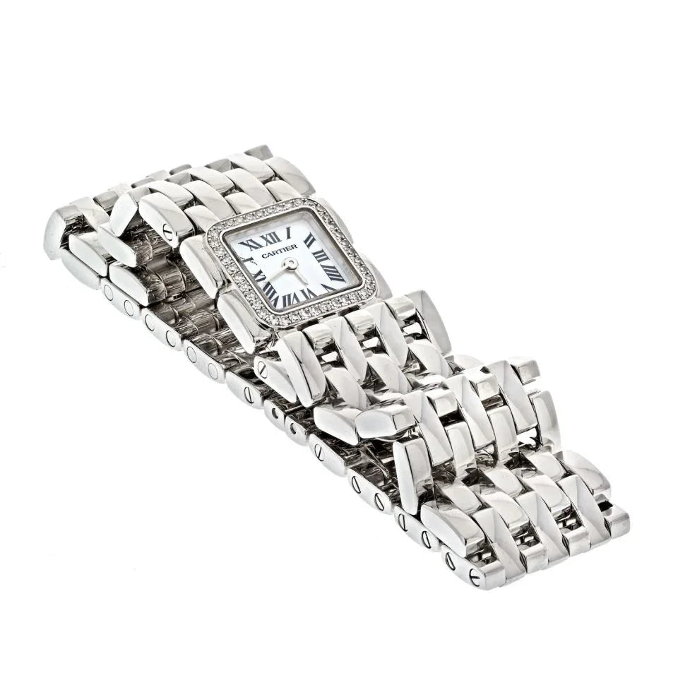 Carthttier 18K White Gold Swiss Made Panthere Ruban Quartz Women Watch