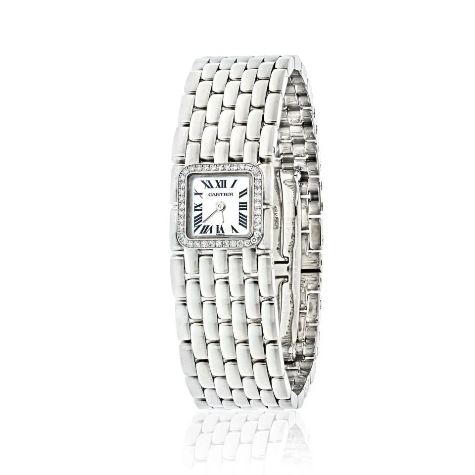Carthttier 18K White Gold Swiss Made Panthere Ruban Quartz Women Watch