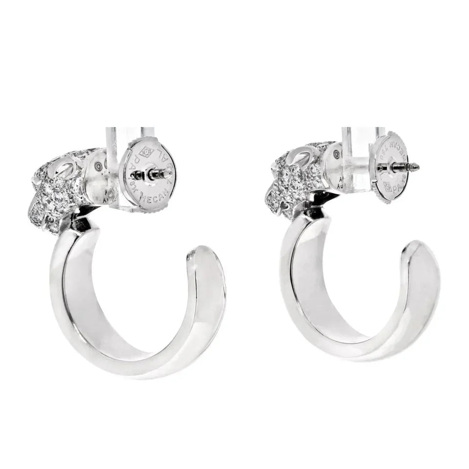 Carthttier 18K White Gold Diamond Panther Head Hoop Earrings