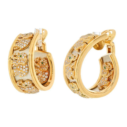 Carthttier 18K Two Tone Diamond Elephant Earrings