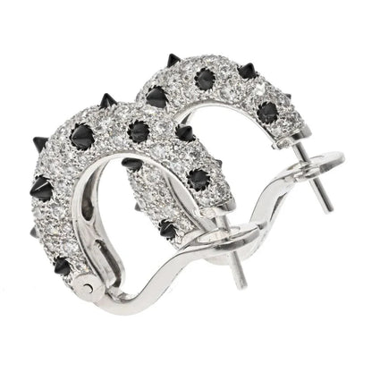 Carthttier 18K White Gold Clash Diamond And Black Onyx Earrings