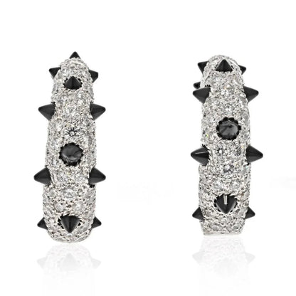 Carthttier 18K White Gold Clash Diamond And Black Onyx Earrings