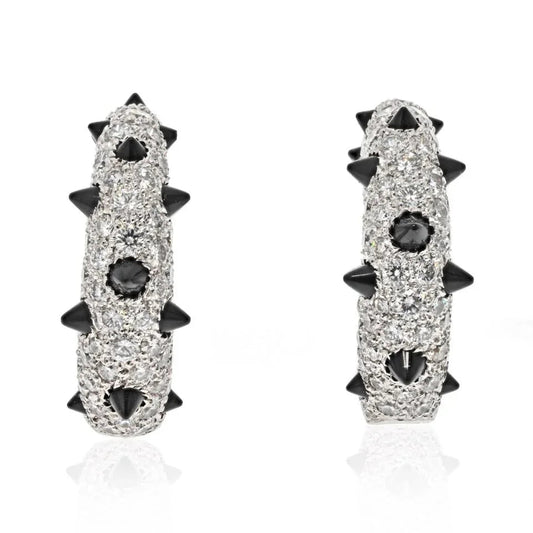 Carthttier 18K White Gold Clash Diamond And Black Onyx Earrings