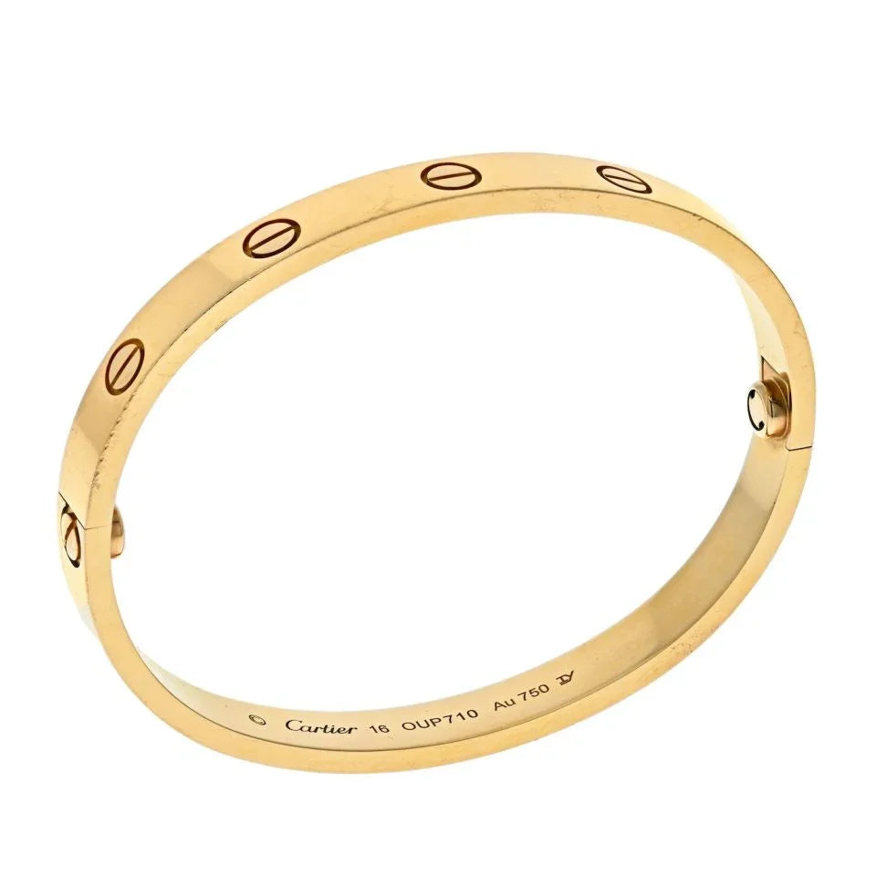 Carthttier 18K Yellow Gold Love bangle Size 16 Bracelet