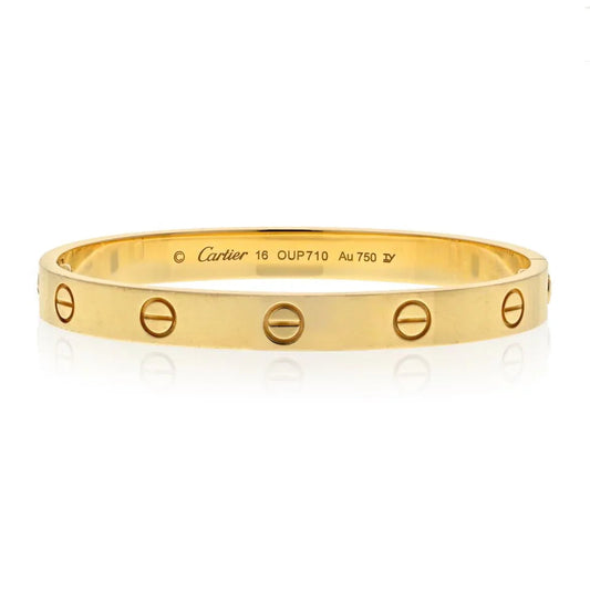 Carthttier 18K Yellow Gold Love bangle Size 16 Bracelet