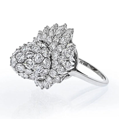 Carthttier Platinum 5.85 Carat Diamond Tulip Vintage Ring