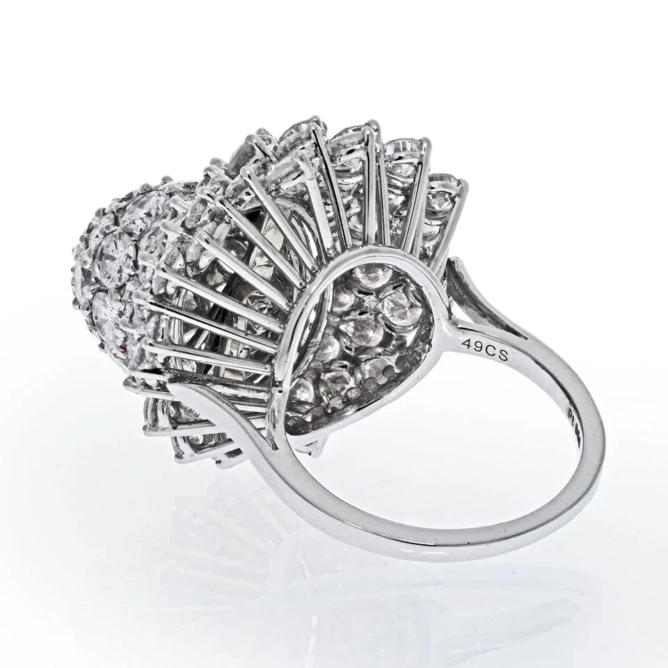 Carthttier Platinum 5.85 Carat Diamond Tulip Vintage Ring