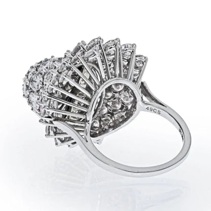 Carthttier Platinum 5.85 Carat Diamond Tulip Vintage Ring