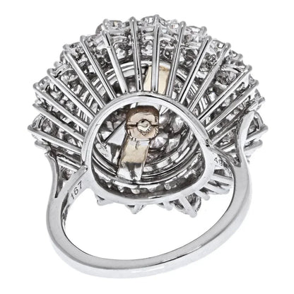 Carthttier Platinum 5.85 Carat Diamond Tulip Vintage Ring