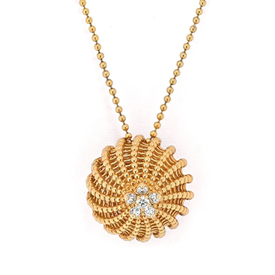 Carthttier 18K Yellow Gold Cactus 6 Diamond Pendant Necklace