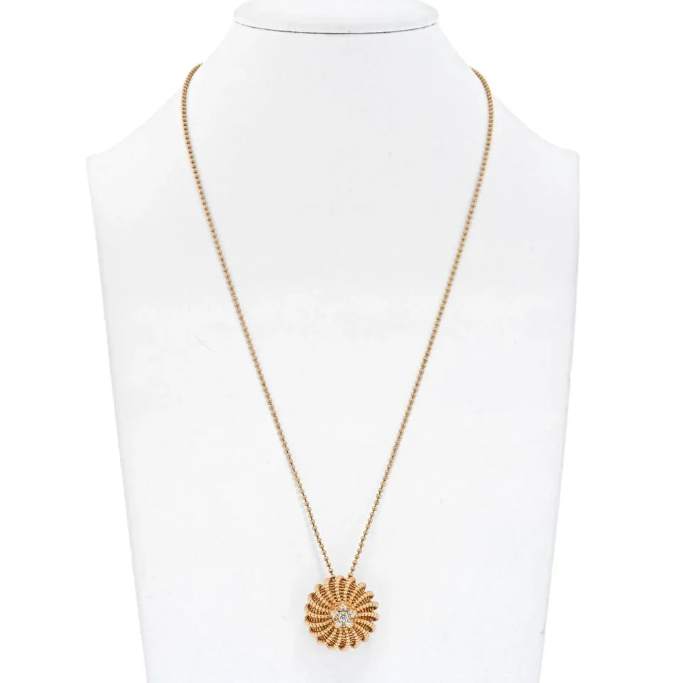 Carthttier 18K Yellow Gold Cactus 6 Diamond Pendant Necklace