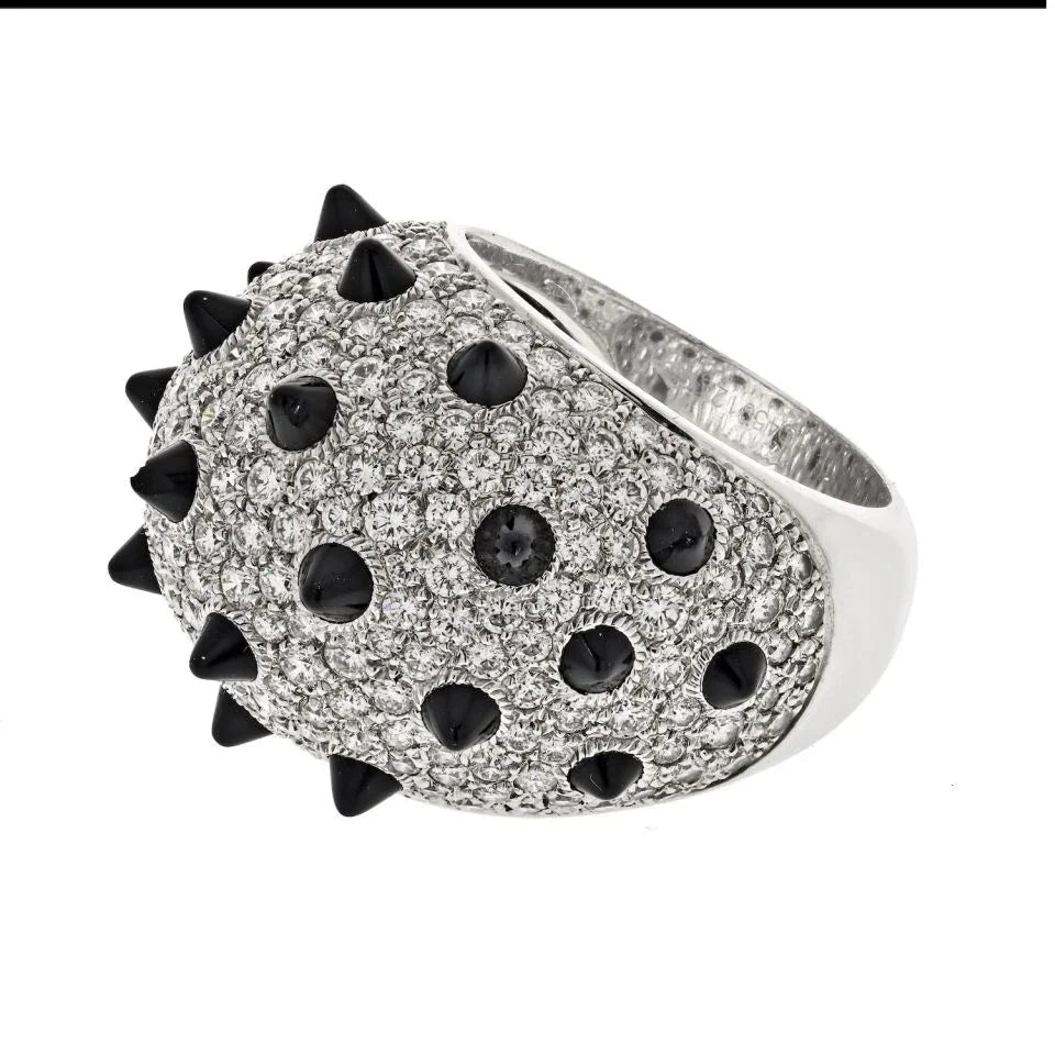 Carthttier 18K White Gold Clash Unlimited Black Onyx Spiked Diamond Ring