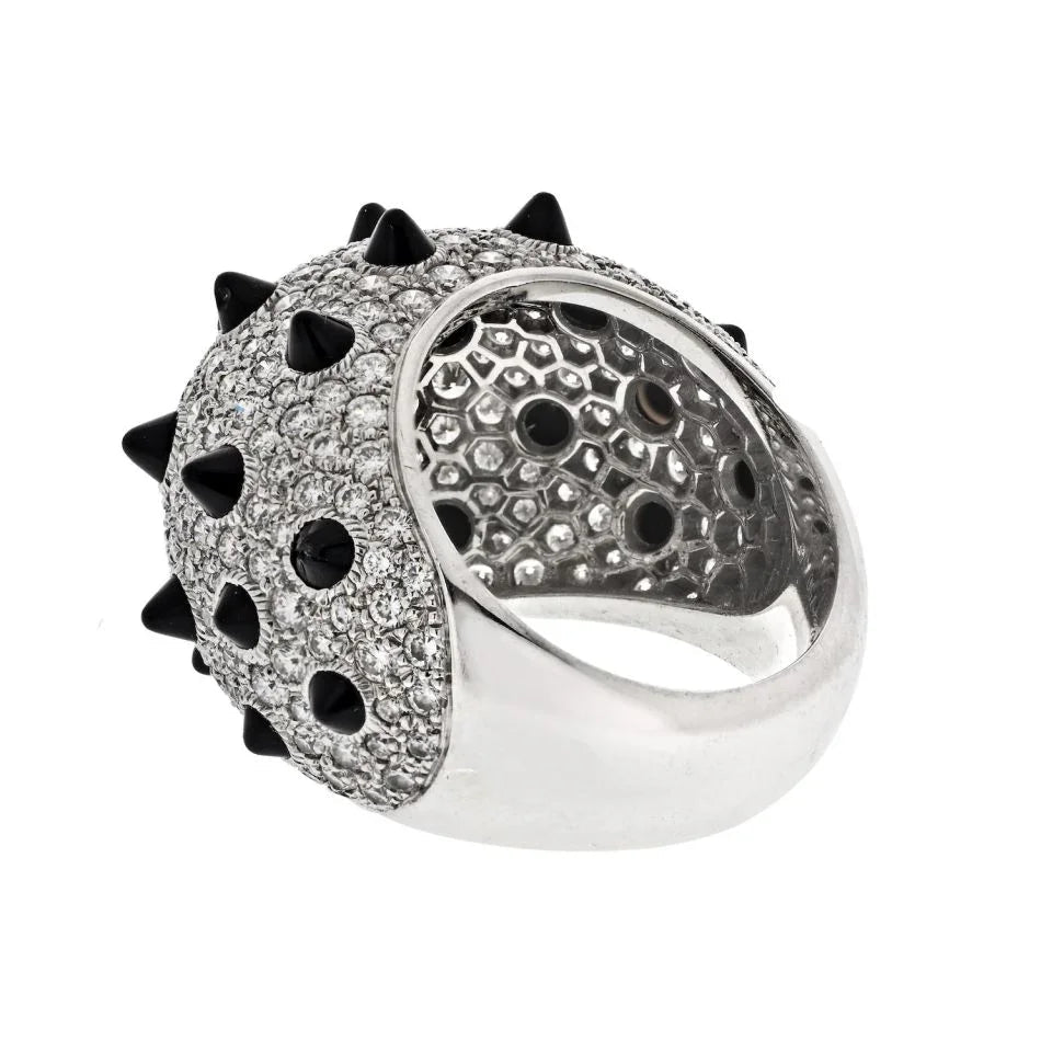 Carthttier 18K White Gold Clash Unlimited Black Onyx Spiked Diamond Ring