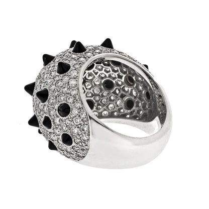 Carthttier 18K White Gold Clash Unlimited Black Onyx Spiked Diamond Ring