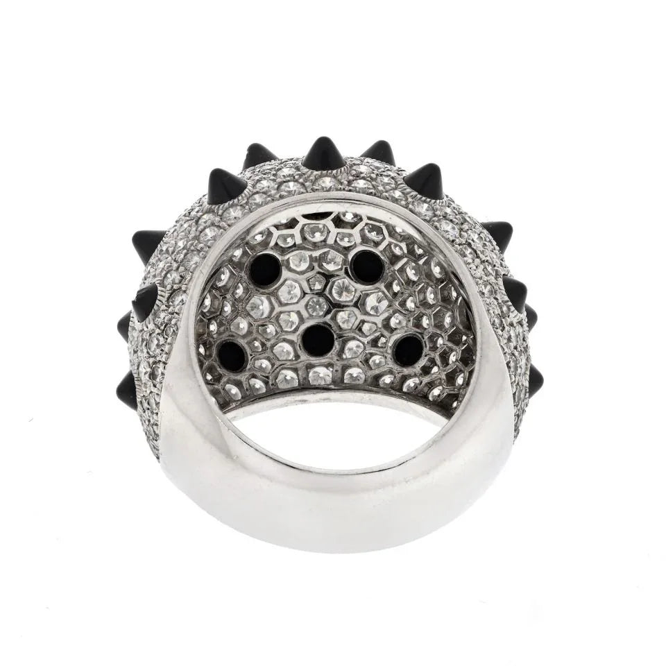 Carthttier 18K White Gold Clash Unlimited Black Onyx Spiked Diamond Ring