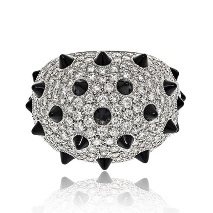 Carthttier 18K White Gold Clash Unlimited Black Onyx Spiked Diamond Ring