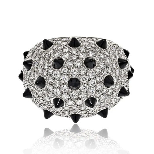 Carthttier 18K White Gold Clash Unlimited Black Onyx Spiked Diamond Ring