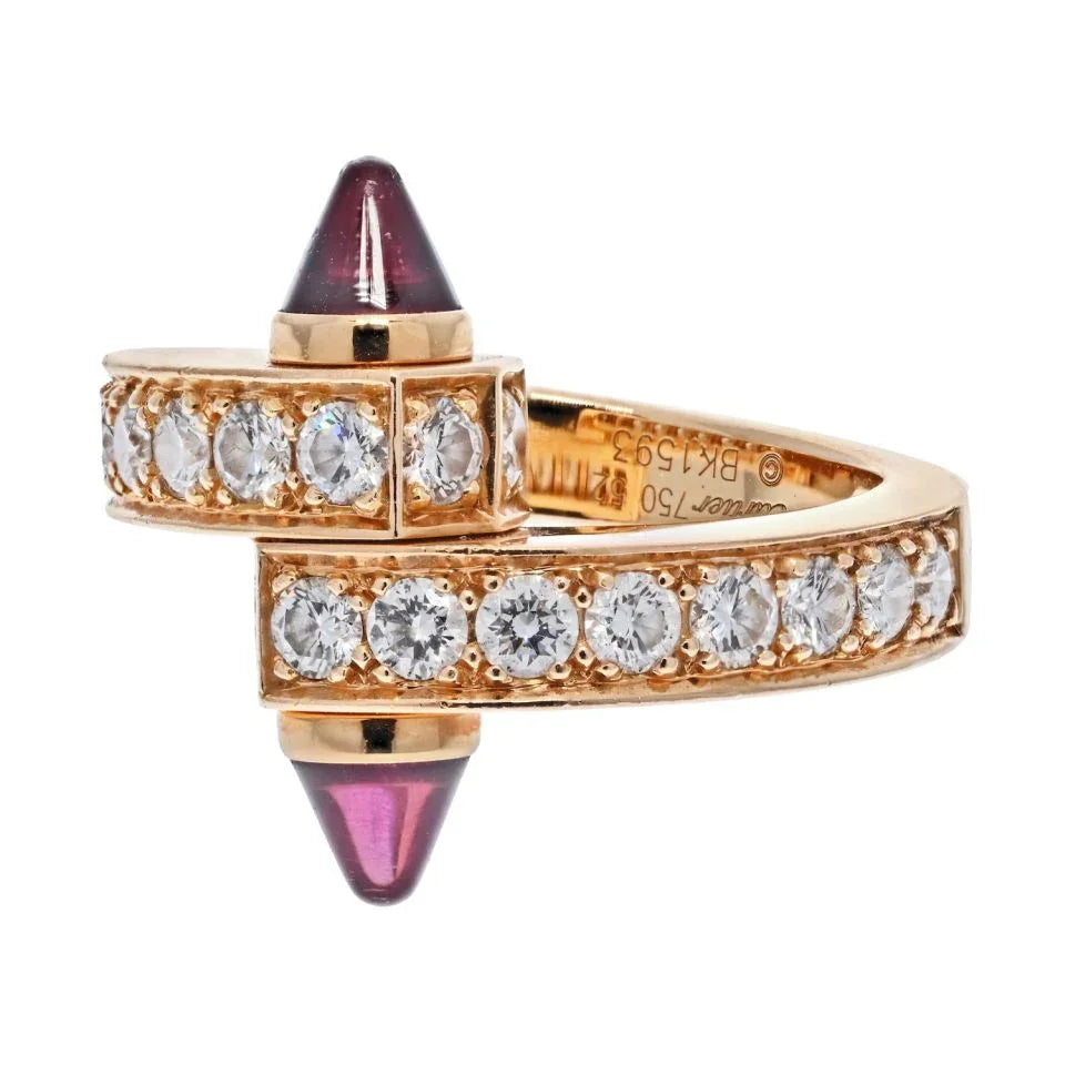 Carthttier 18K Rose Gold  Diamond And Garnet Menotte Ring