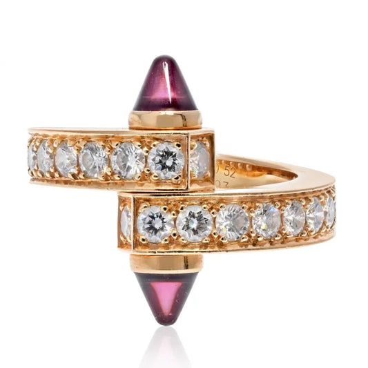 Carthttier 18K Rose Gold  Diamond And Garnet Menotte Ring
