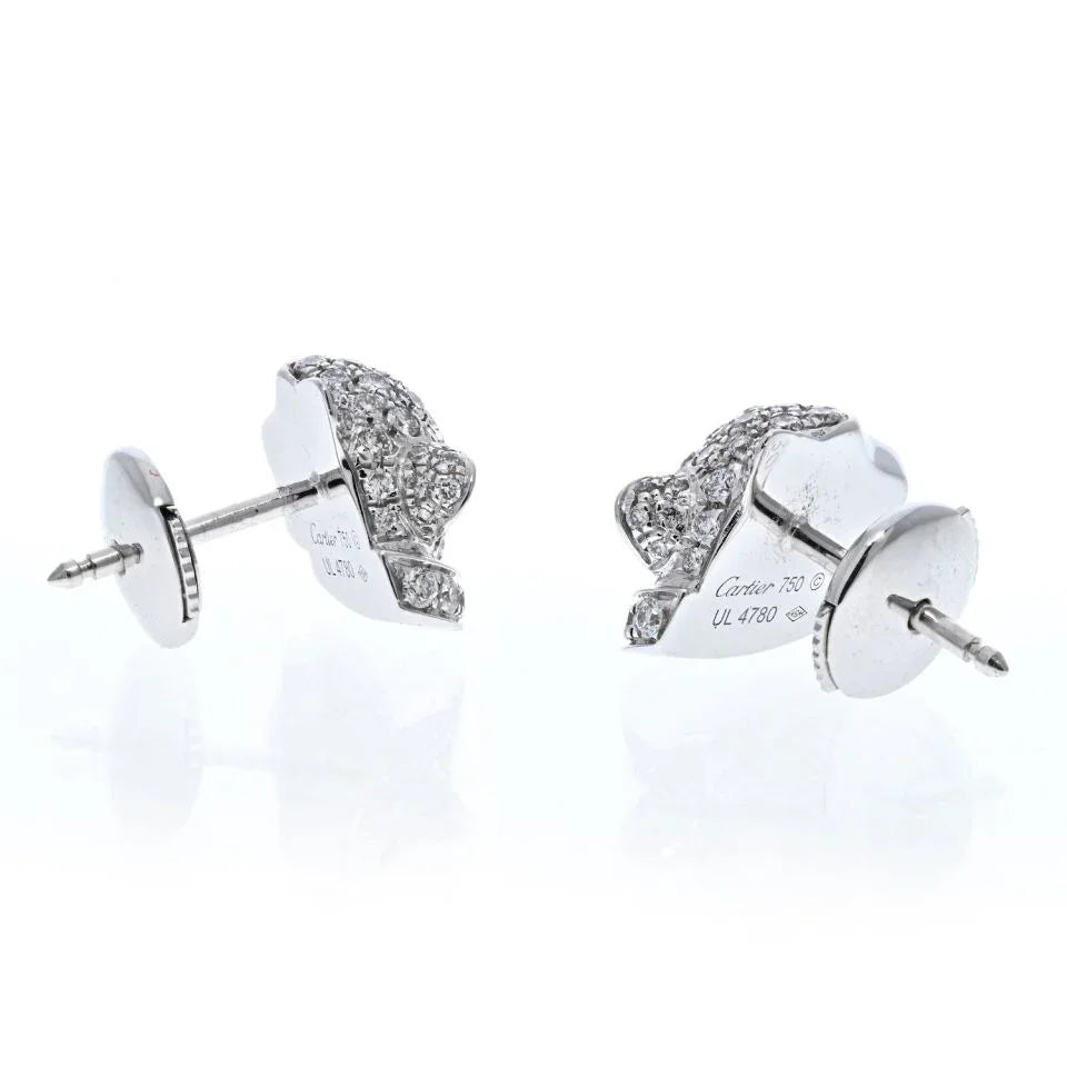 Carthttier 18K White Gold Diamond Panthere Stud Earrings