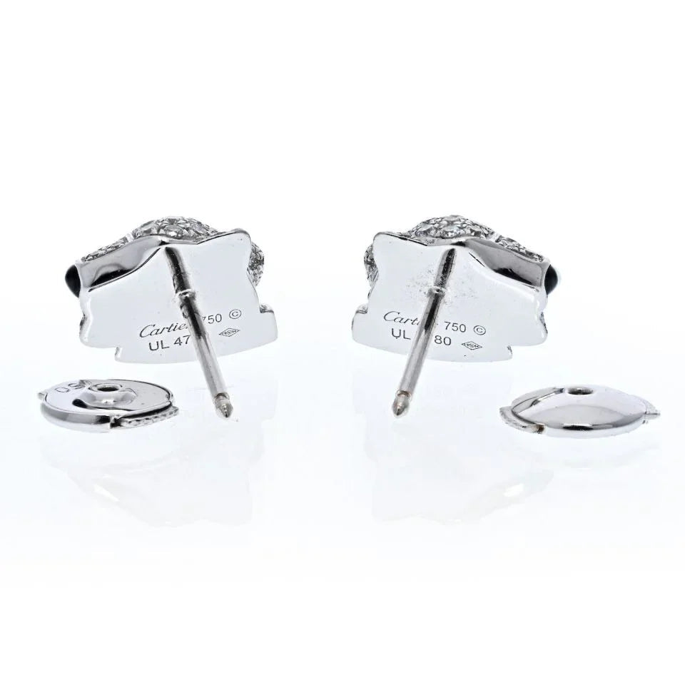 Carthttier 18K White Gold Diamond Panthere Stud Earrings