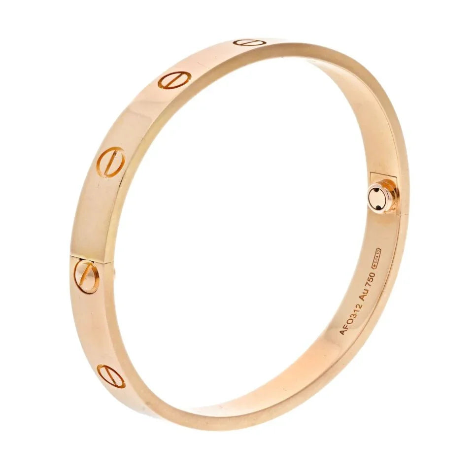 Carthttier 18K Rose Gold Love Bangle Size 17 Bracelet