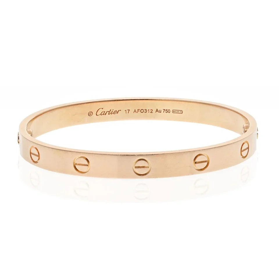 Carthttier 18K Rose Gold Love Bangle Size 17 Bracelet