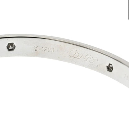 Carthttier 18K White Gold Love 6 Diamond Bangle Size 18 Circa 1998 Bracelet